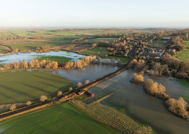An aerial view of the floodplain of the River Cole in Coleshill